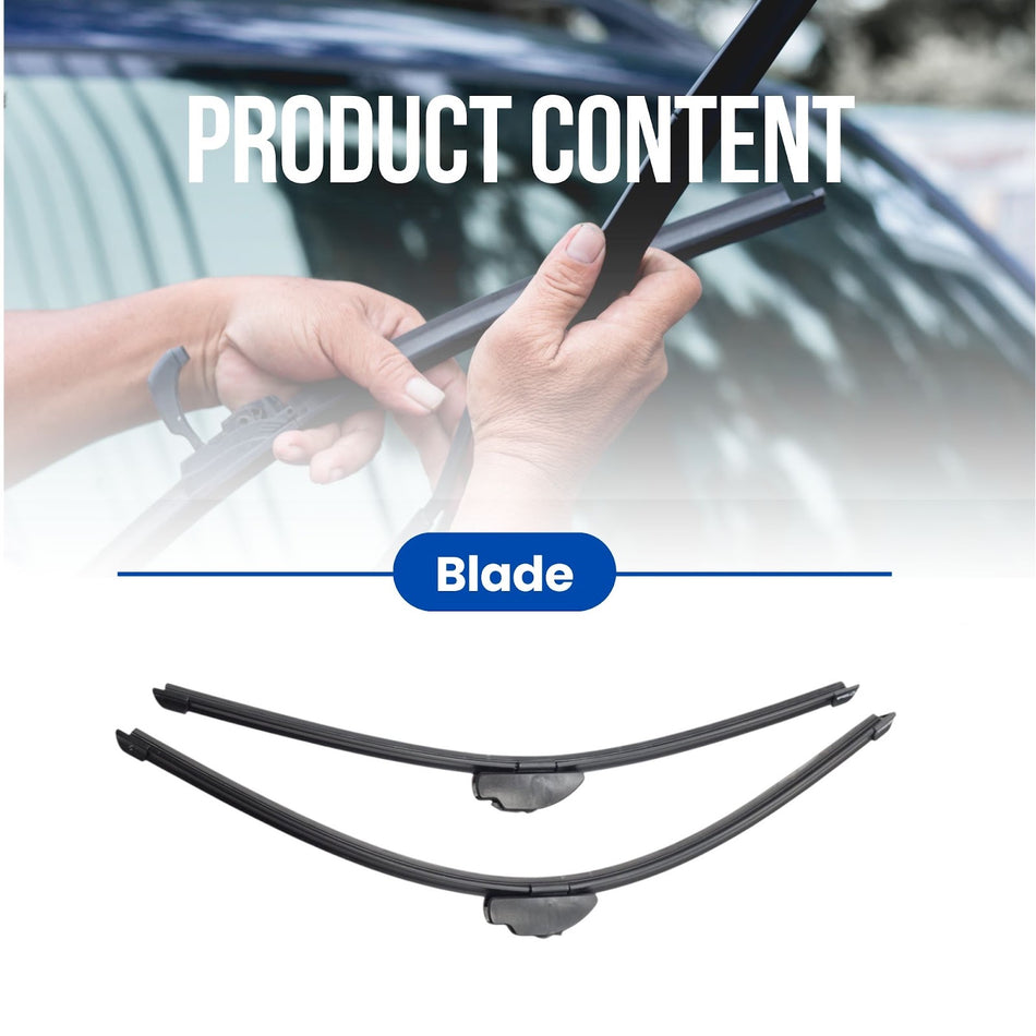 Silbak Front Wiper Blade Set, Compatible with Mitsubishi i-MiEV 2011-2020, Driver Side 26" (650mm), Passenger Side 24" (600mm)
