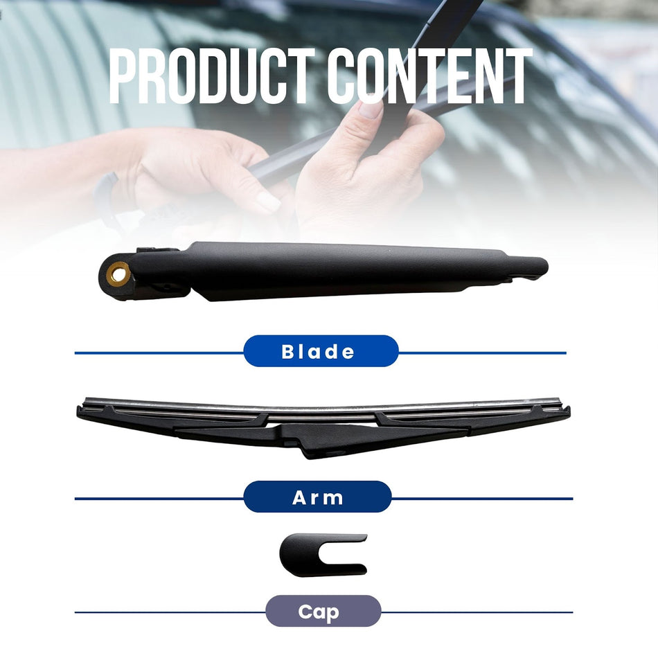 MAXTEL Rear Wiper Blade & Arm Compatible with Hyundai Santa Fe 2021-2023, 12 Inch (305mm) All Weather Performance, 1-Year Manufacturer Warranty
