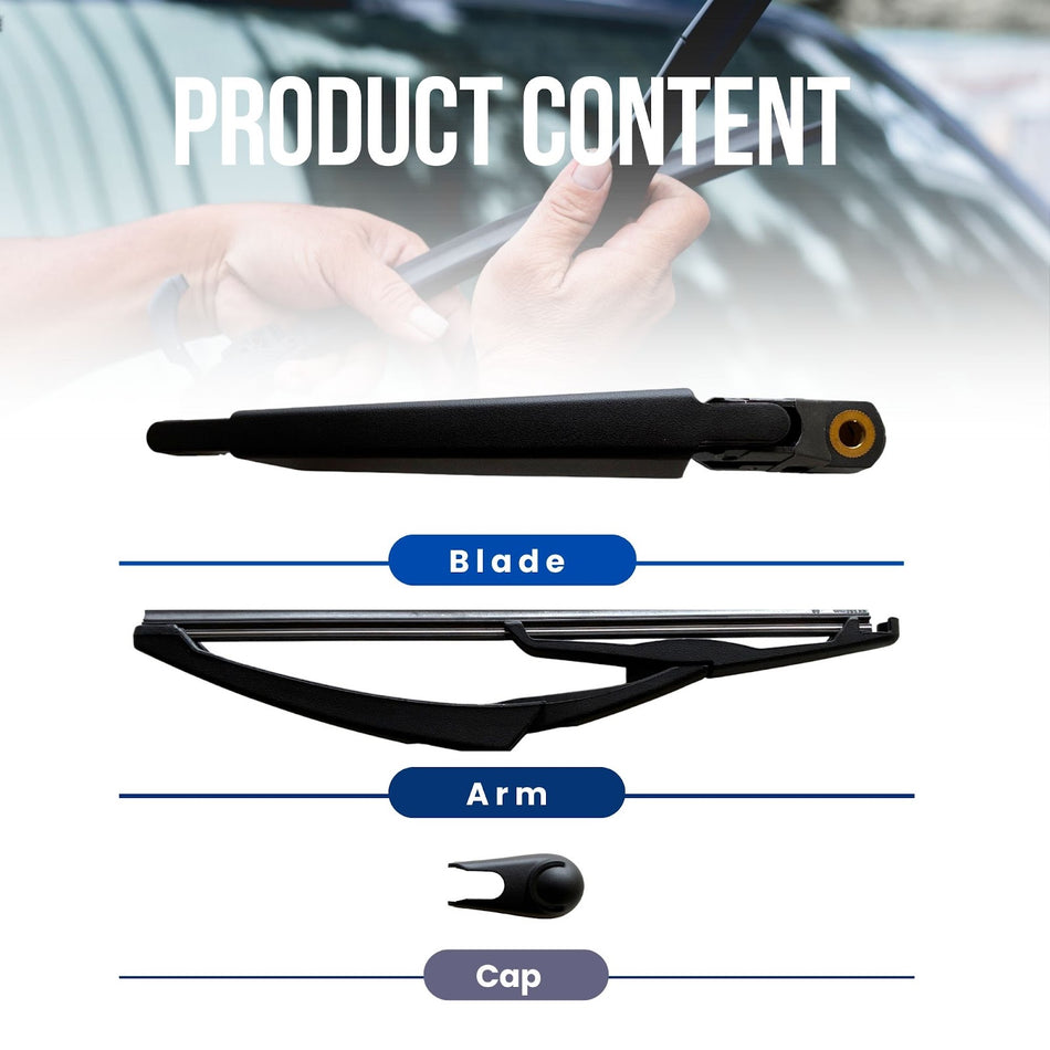 MAXTEL Rear Wiper Blade & Arm compatible with MINI COOPER COUNTRYMAN R60 2010-2016 Size 242mm (9.53 in) Black Quick-Clip 100% Compatible 1-Year Manufacturer Warranty