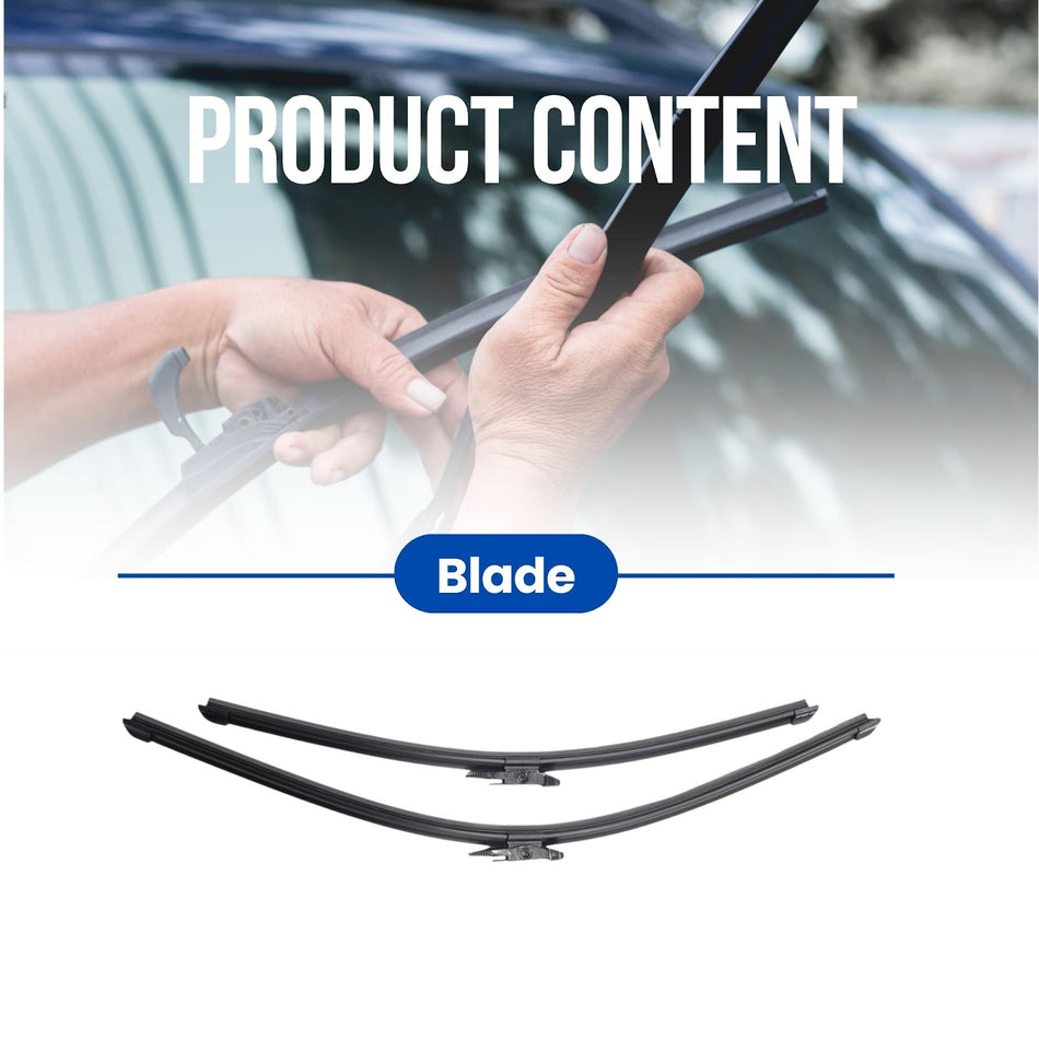 Silbak Muson PRO Premium Flat Windshield Wiper Blade Front Set compatible with BMW X1 Series F48 2016-2019 Driver Side 26 in (650 mm) Passenger Side 16 in (400 mm) 61615A27D68