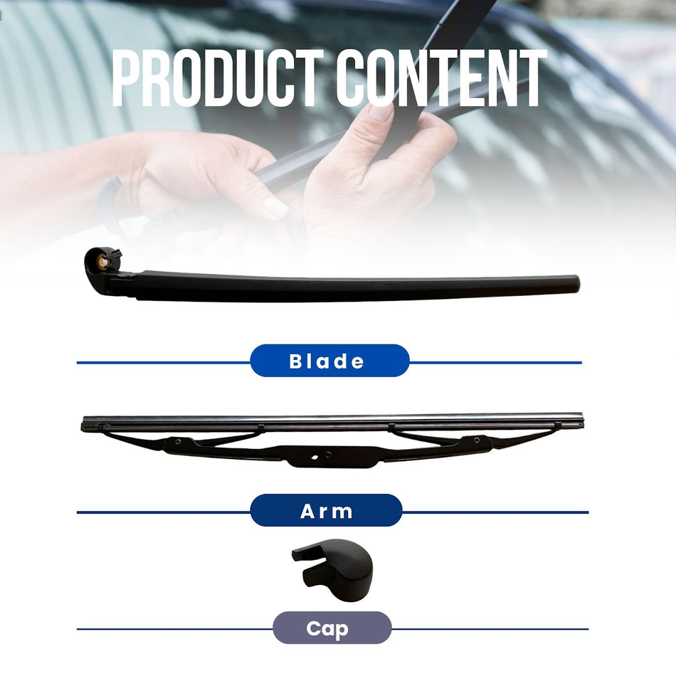 MAXTEL Rear Wiper Blade & Arm compatible with Audi A4 Avant 2002-2008 13 in (330 mm) Black 1-Year Manufacturer Warranty