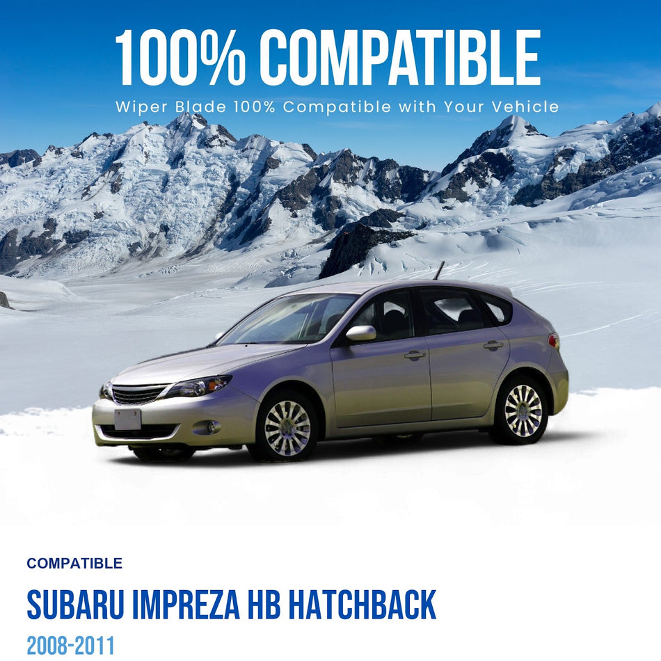 Silbak Front & Rear Wiper Blade Set, Compatible with Subaru Impreza HB Hatchback 2008-2011, Driver Side 24" (600mm), Passenger Side 16" (400mm), Rear 14" (350mm)