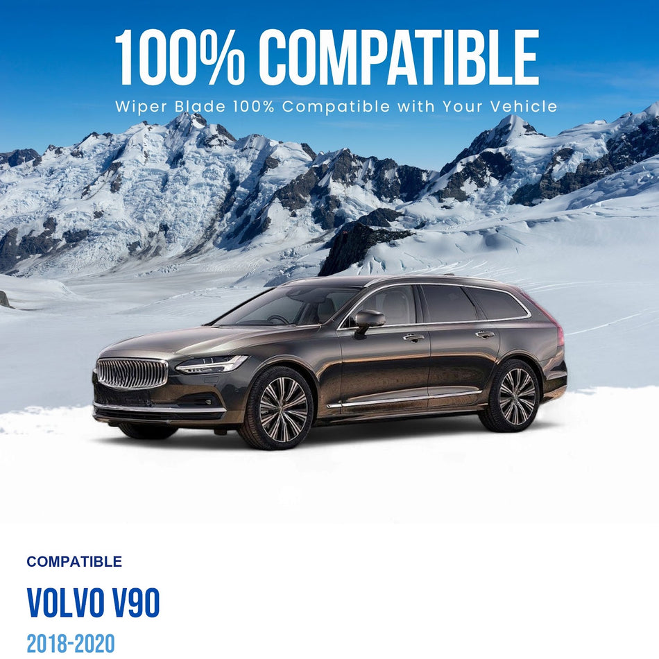 Silbak Front & Rear Wiper Blade Set, Compatible with Volvo V90 2018-2020, Driver Side 25" (635mm), Passenger Side 20" (500mm), Rear 14" (350mm) (OEM: 32282838)