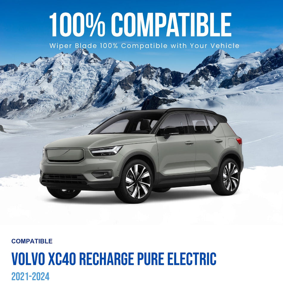 Silbak Front & Rear Wiper Blade Set, Compatible with Volvo XC40 Recharge Pure Electric 2021-2024, Driver Side 24" (600mm), Passenger Side 20" (500mm), Rear 14" (350mm) (OEM: 31662390)