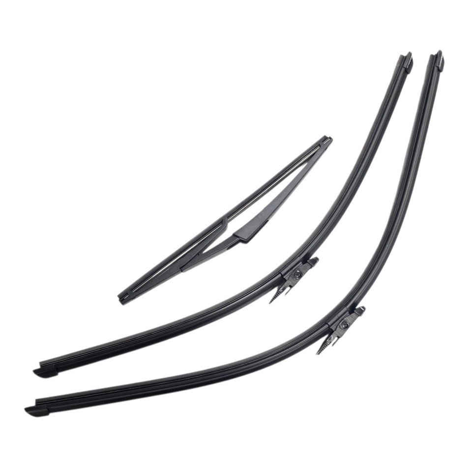 Silbak Front & Rear Wiper Blade Set, Compatible with Ford C-Max Energi 2013-2017, Driver Side 28" (700mm), Passenger Side 25" (635mm), Rear 12" (300mm) (OEM: 1853234)