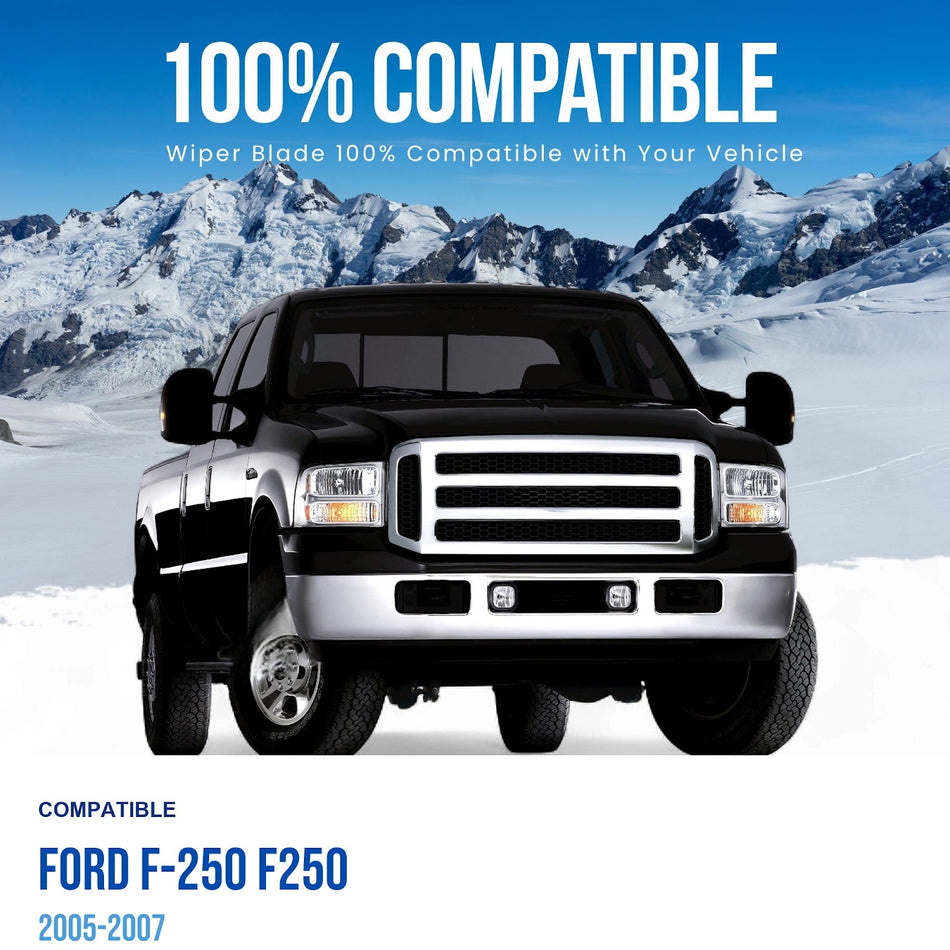 MAXTEL Front Wiper Blade Set, Compatible with Ford F-250 F250 2005-2007, Driver Side 20" (500mm), Passenger Side 20" (500mm)