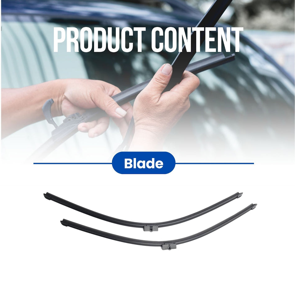 Silbak Muson Pro Flat Wiper Blades Set, Compatible with Mercedes-Benz SL Class 2008-2011, Front Driver Side 26 inch (650 mm) Passenger Side 26 inch (650 mm)