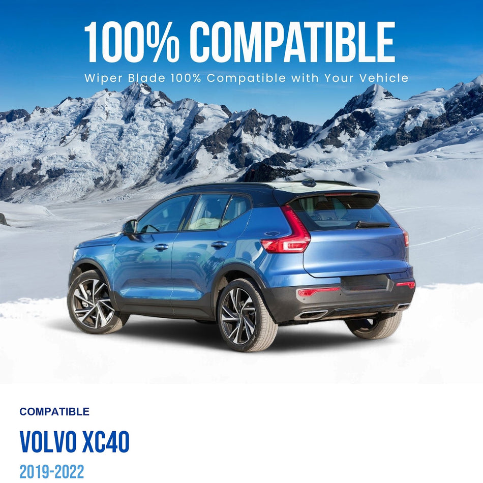 Silbak Rear Wiper Blade Set, Compatible with Volvo XC40 2019-2022, 14"/14" (350mm/350mm) (OEM: 31349857)