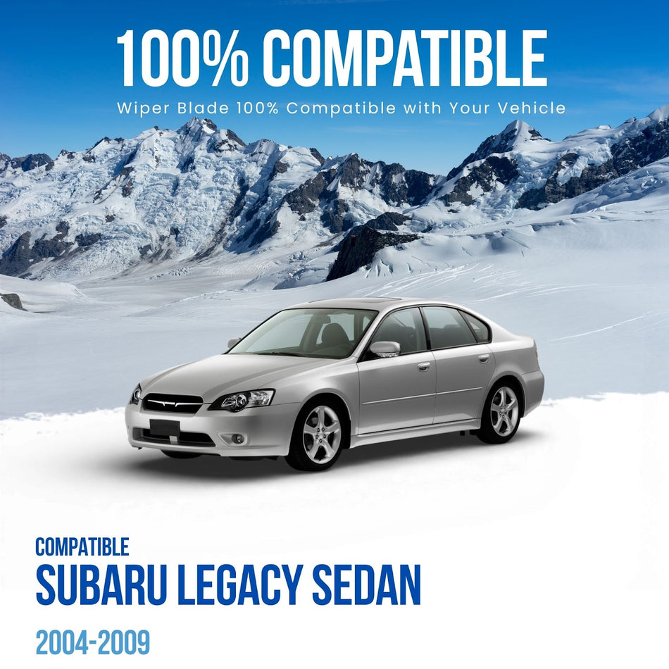 Silbak MUSON PRO Premium Flat Wiper Blades compatible with Subaru Legacy Sedan 2004-2009 Front Set of Two, Driver Side 24 in (600 mm) Passenger Side 18 in (450 mm)