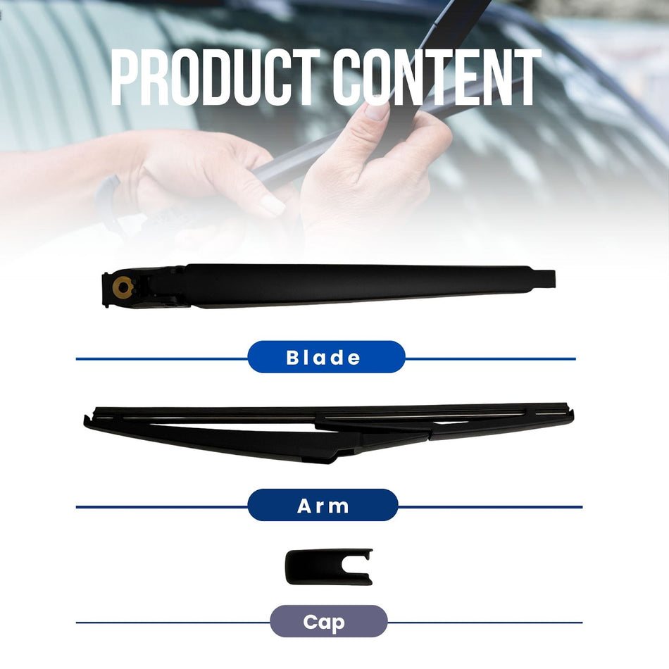MAXTEL Rear Wiper Blade & Arm compatible with Jeep Grand Cherokee WK2 2017-2020, Size 12.01 in (305 mm), 100% Compatible, Black, 1 Set, 1-Year Manufacturer Warranty